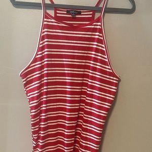 NWOT Red and white stripe high neck tank top 
Size 2XL